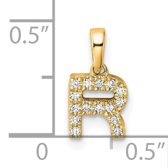 14K Diamond Letter R Initial with Bail Pendant