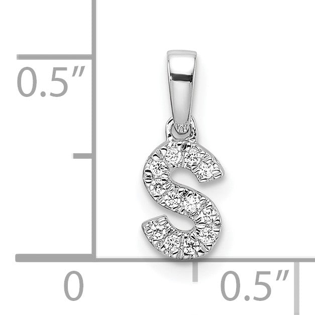 14K White Gold Diamond Letter S Initial with Bail Pendant