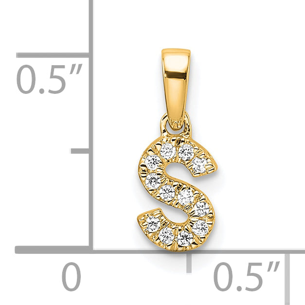 14K Diamond Letter S Initial with Bail Pendant