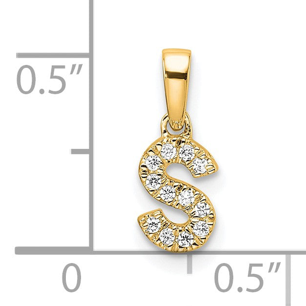 14K Diamond Letter S Initial with Bail Pendant