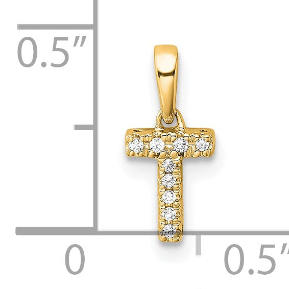 14K Diamond Letter T Initial with Bail Pendant