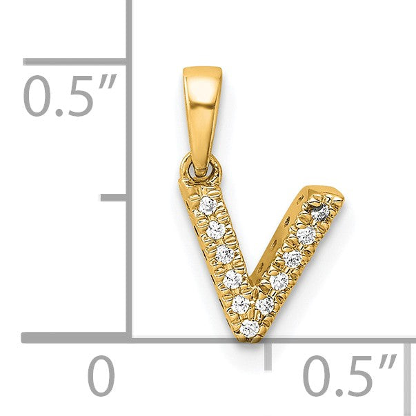 14K Diamond Letter V Initial with Bail Pendant