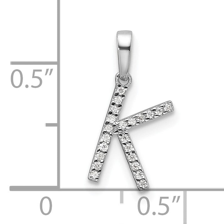 14K White Gold Diamond Letter K Initial Pendant