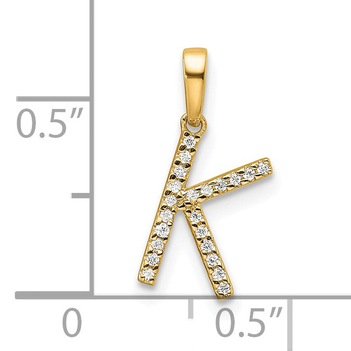 14K Diamond Letter K Initial Pendant