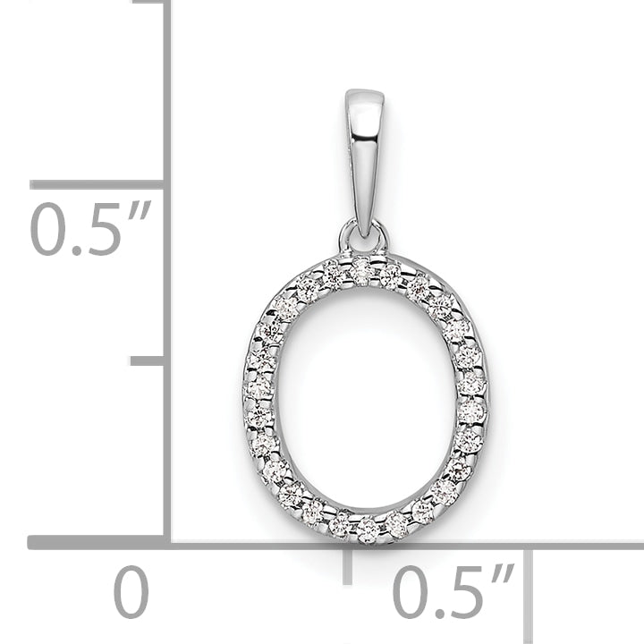 14K White Gold Diamond Letter O Initial Pendant