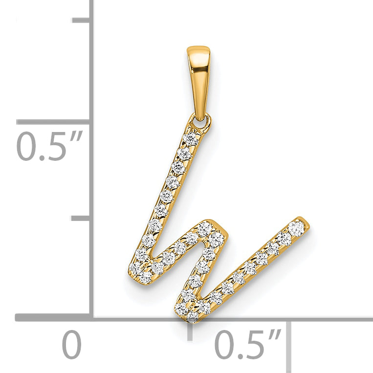 14K Diamond Letter W Initial Pendant