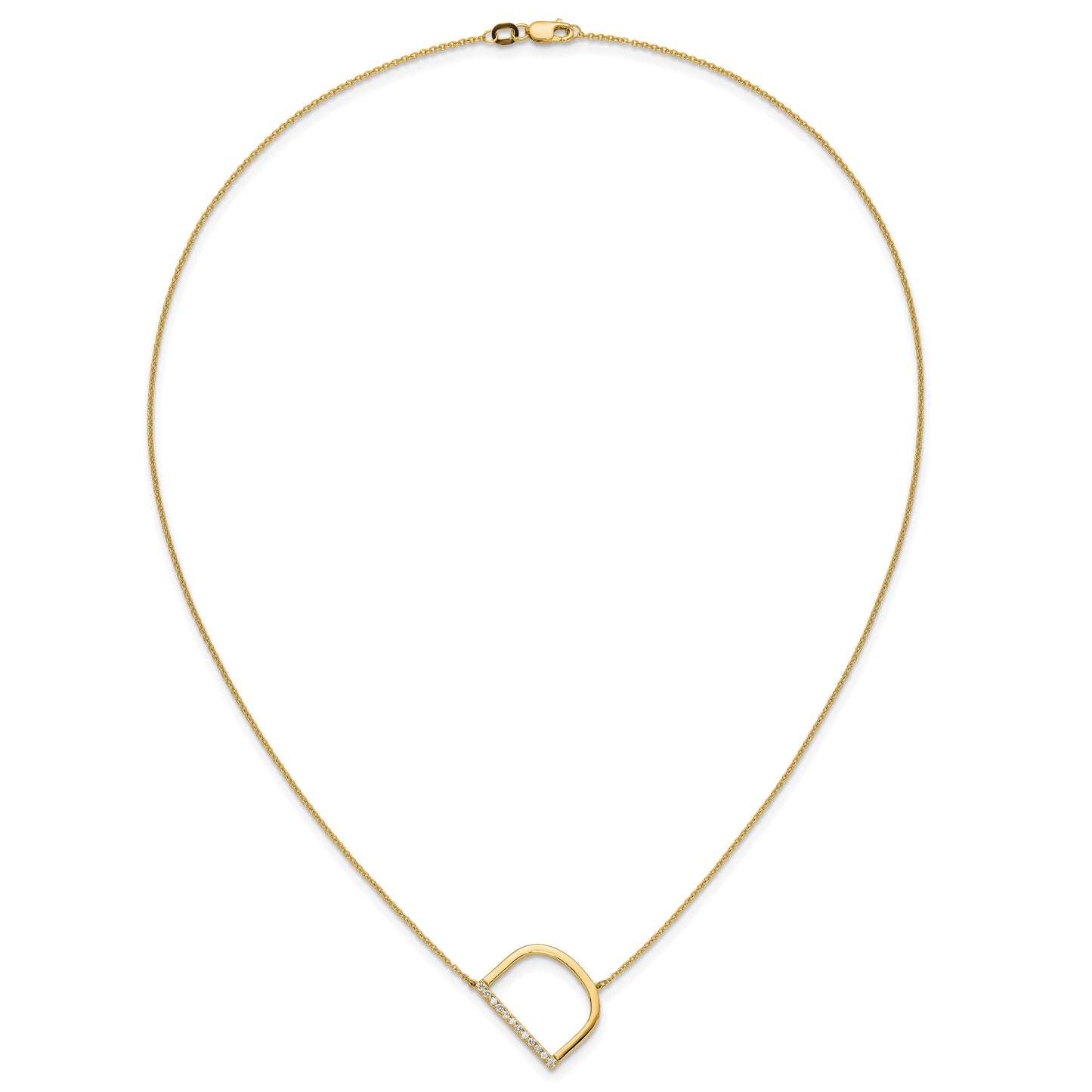 14K Sideways Diamond Initial D 18 inch Necklace