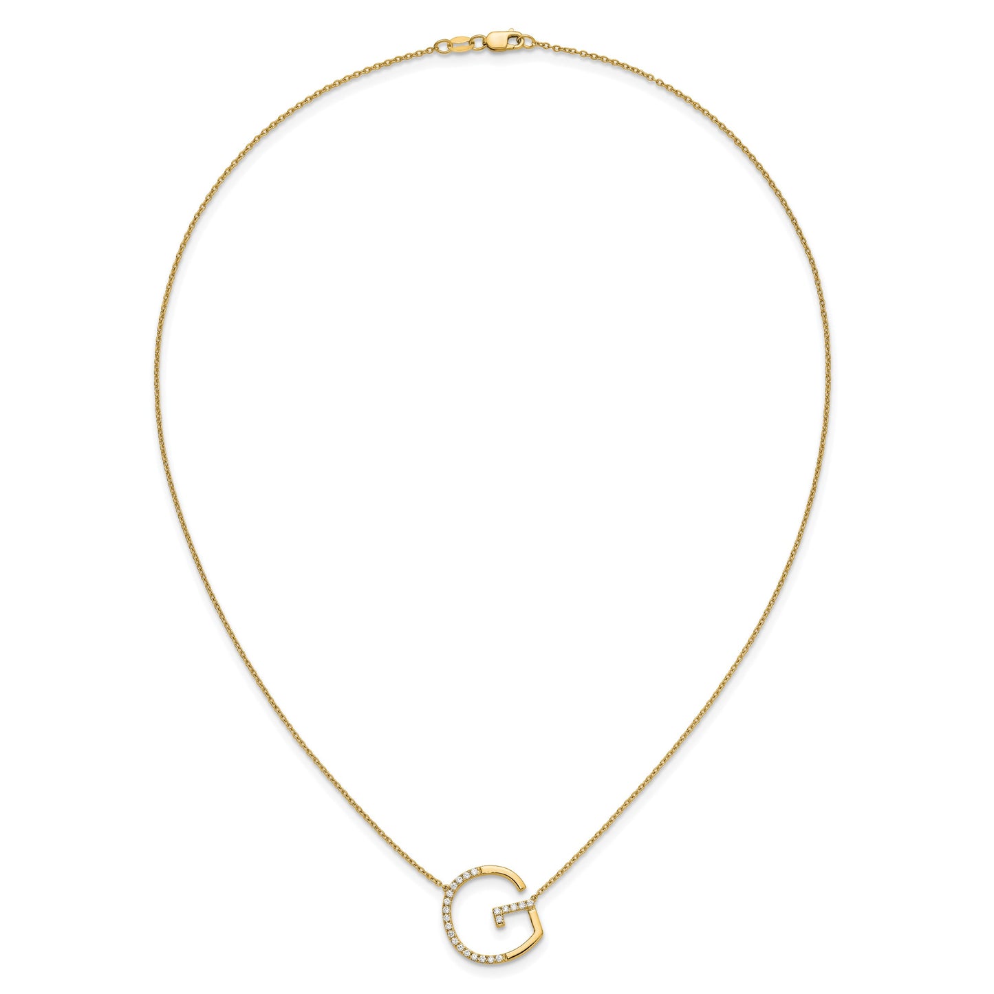 14K Sideways Diamond Initial G 18 inch Necklace
