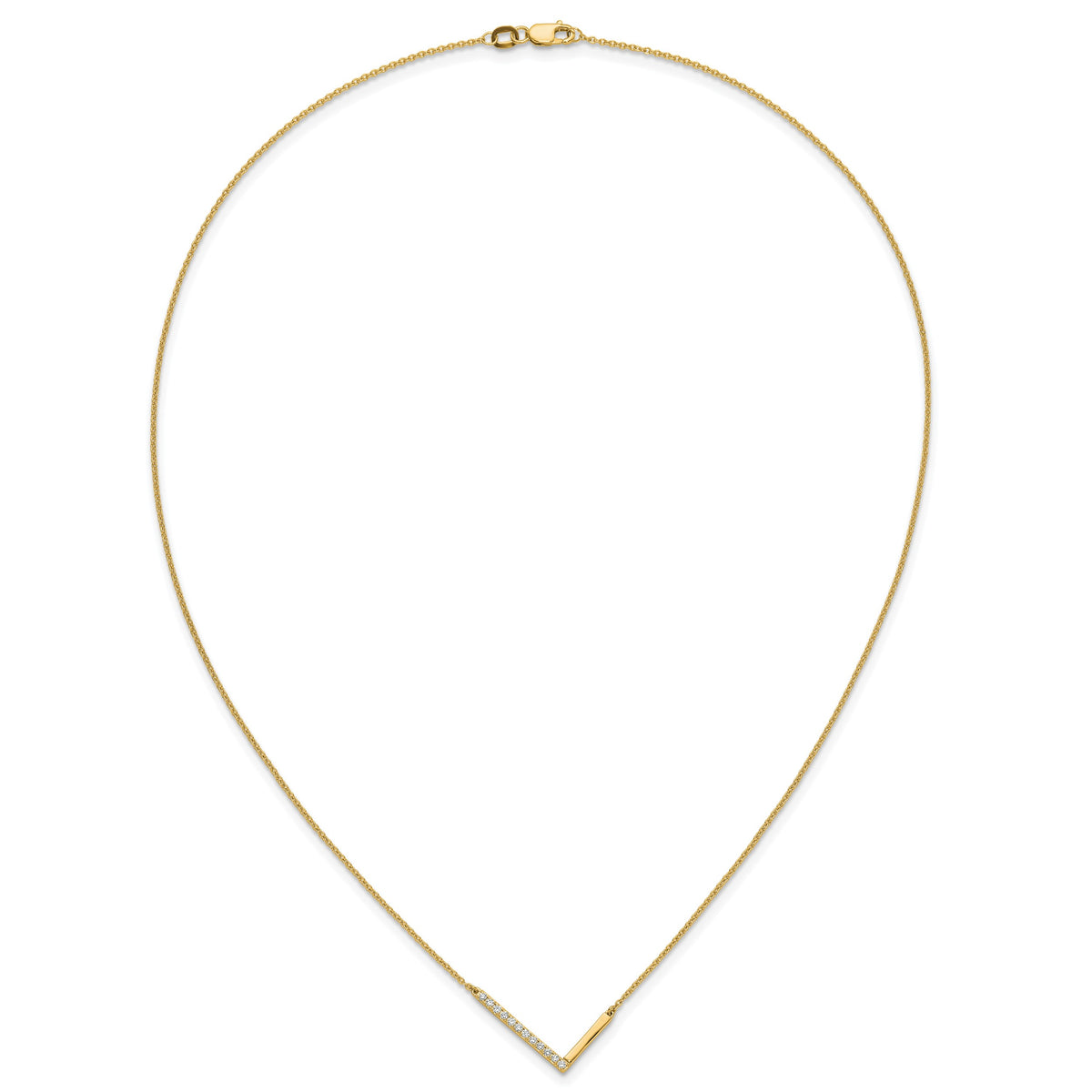 14K Sideways Diamond Initial L 18 inch Necklace