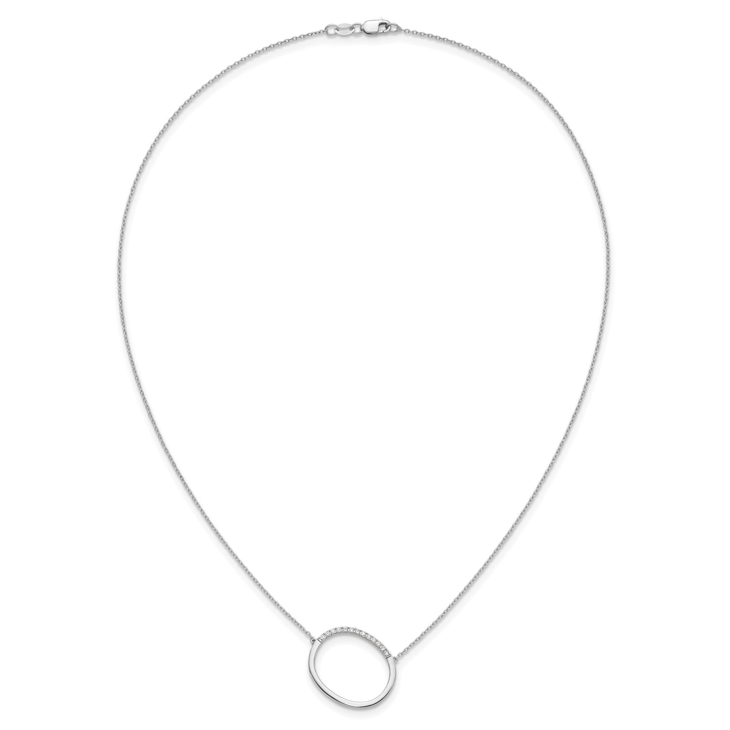 14K White Gold Sideways Diamond Initial O 18 inch Necklace