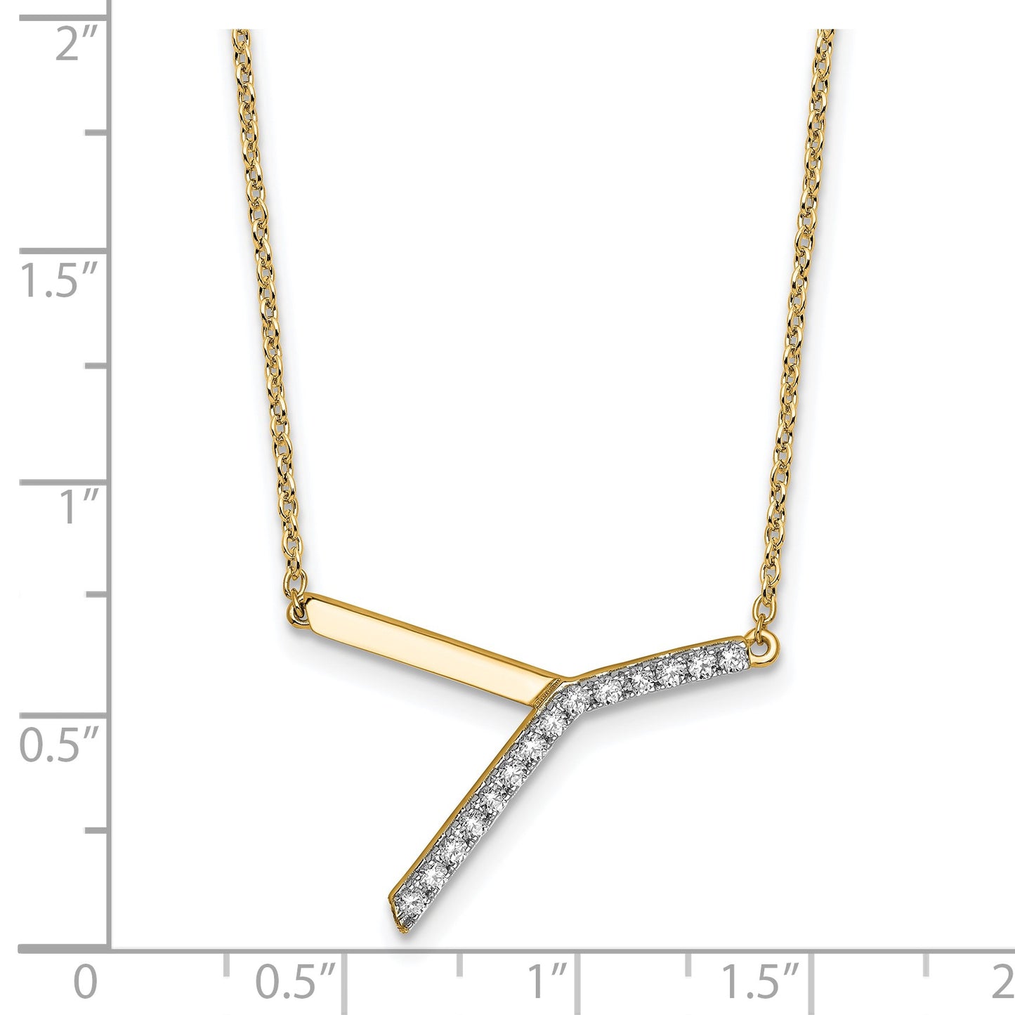 14K Sideways Diamond Initial Y 18 inch Necklace