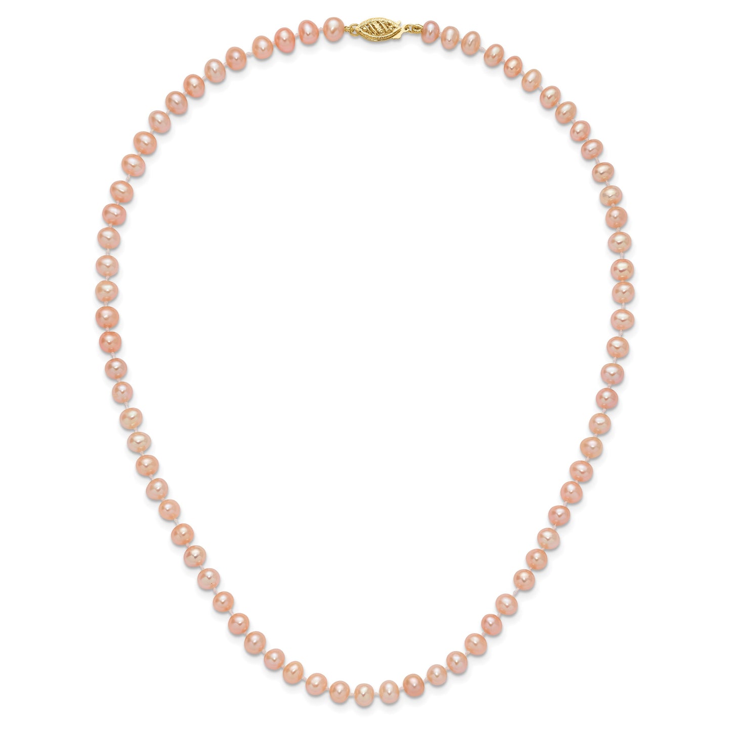 14k 5-6mm Pink Near-Round Freshwater Cultured Pearl 16 inch Necklace