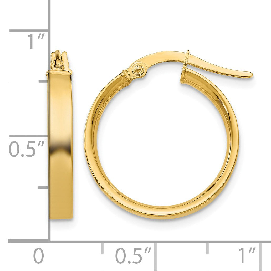 14K 3x16mm Tube Hoop Earrings