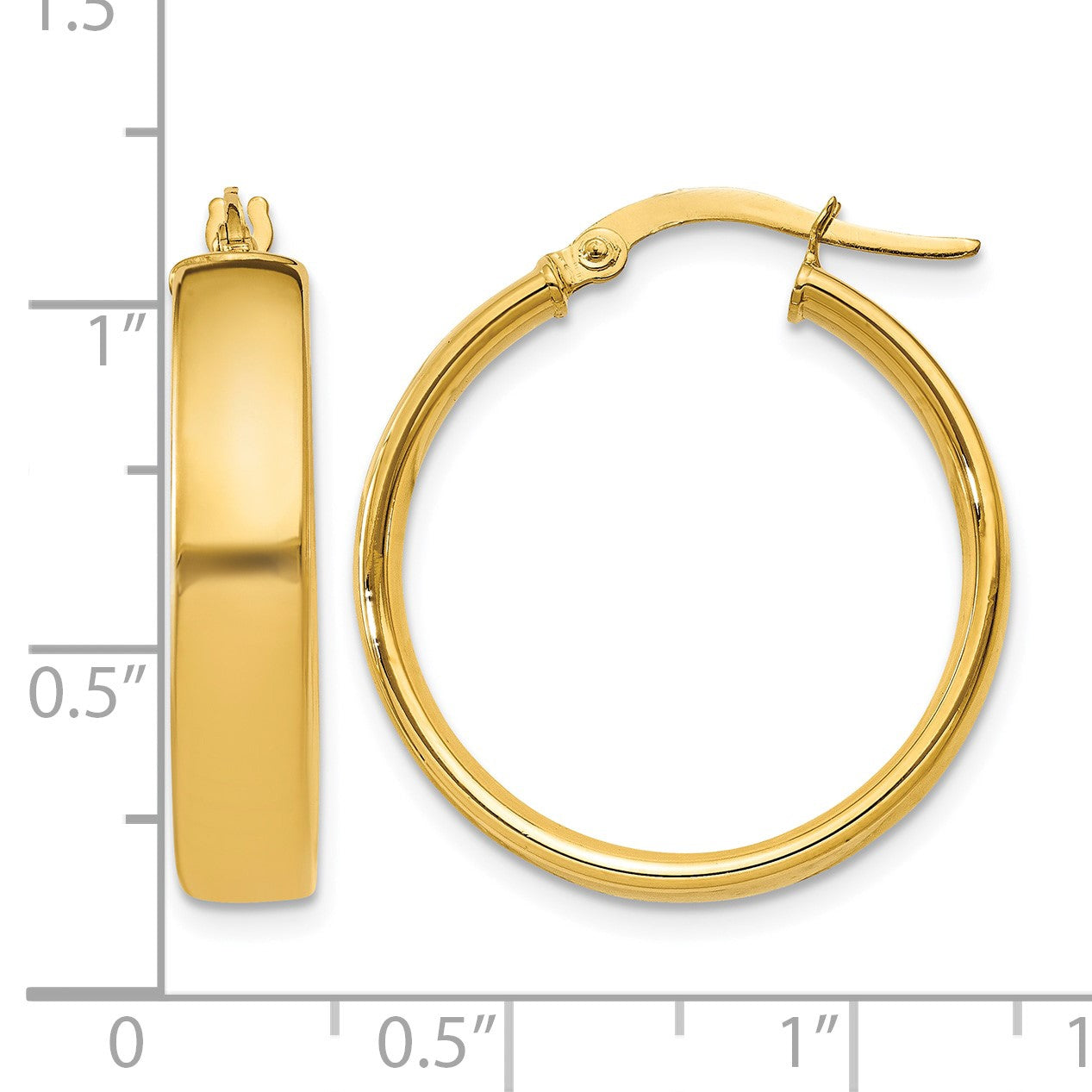 14k 4.75x25mm Polished Tube Hoop Earrings