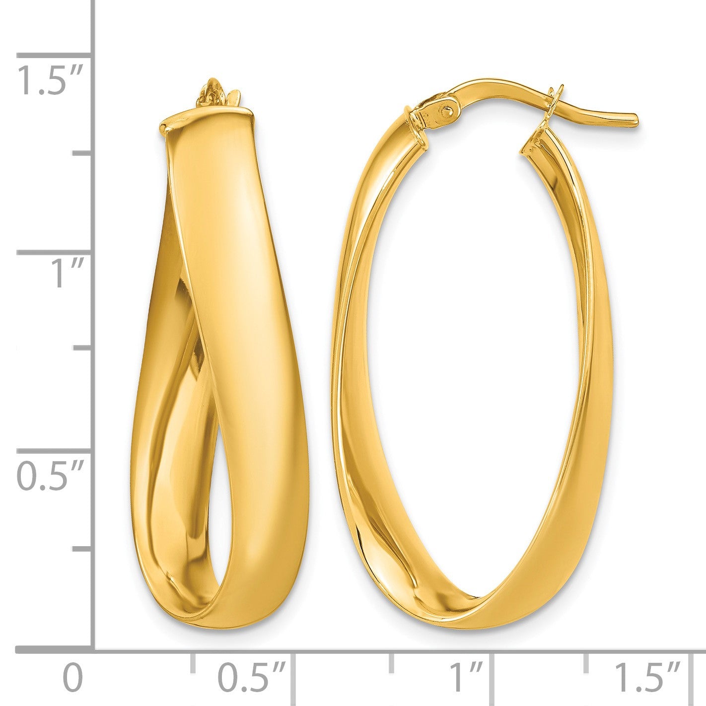 14k Twisted 6mm Oval Hoop Earrings