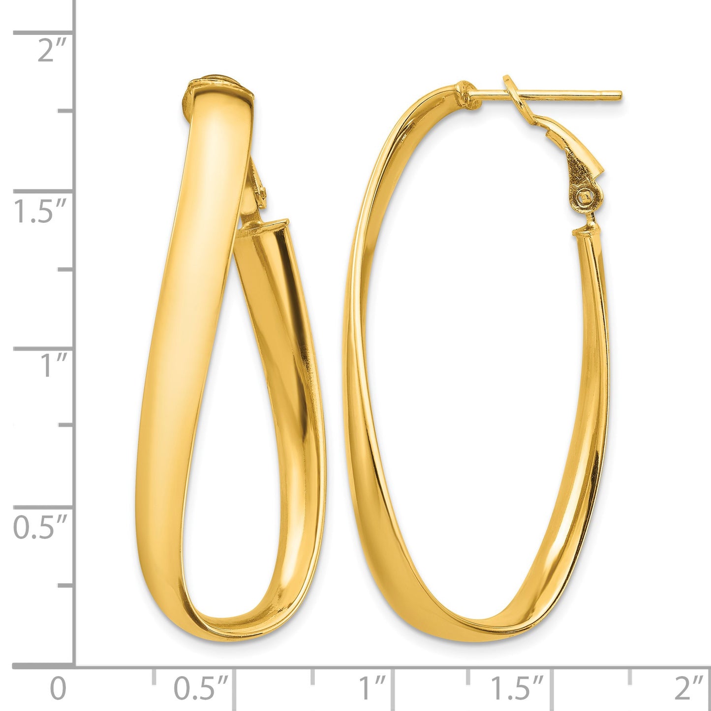 14k High Polished 5mm Twisted Oval Omega Back Hoop Earrings