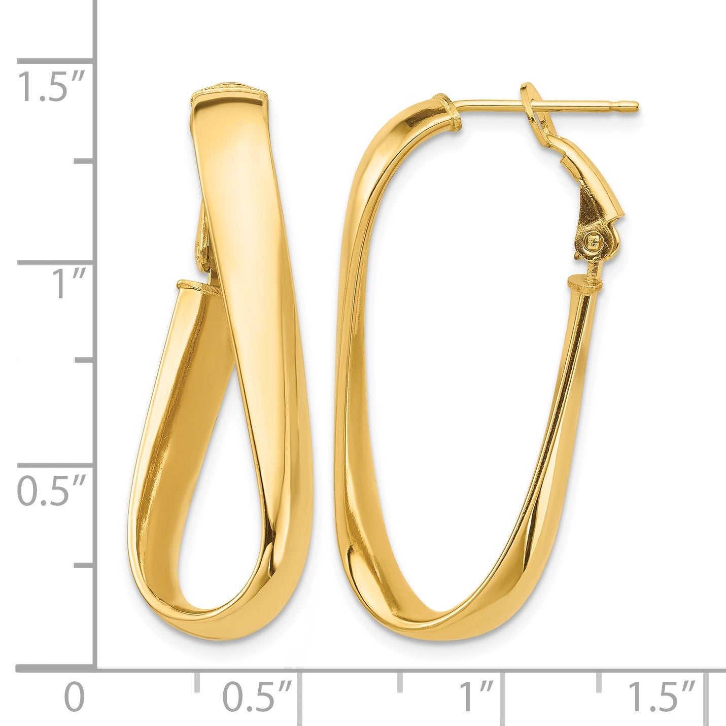 14k High Polished 5mm Twisted Oval Omega Back Hoop Earrings
