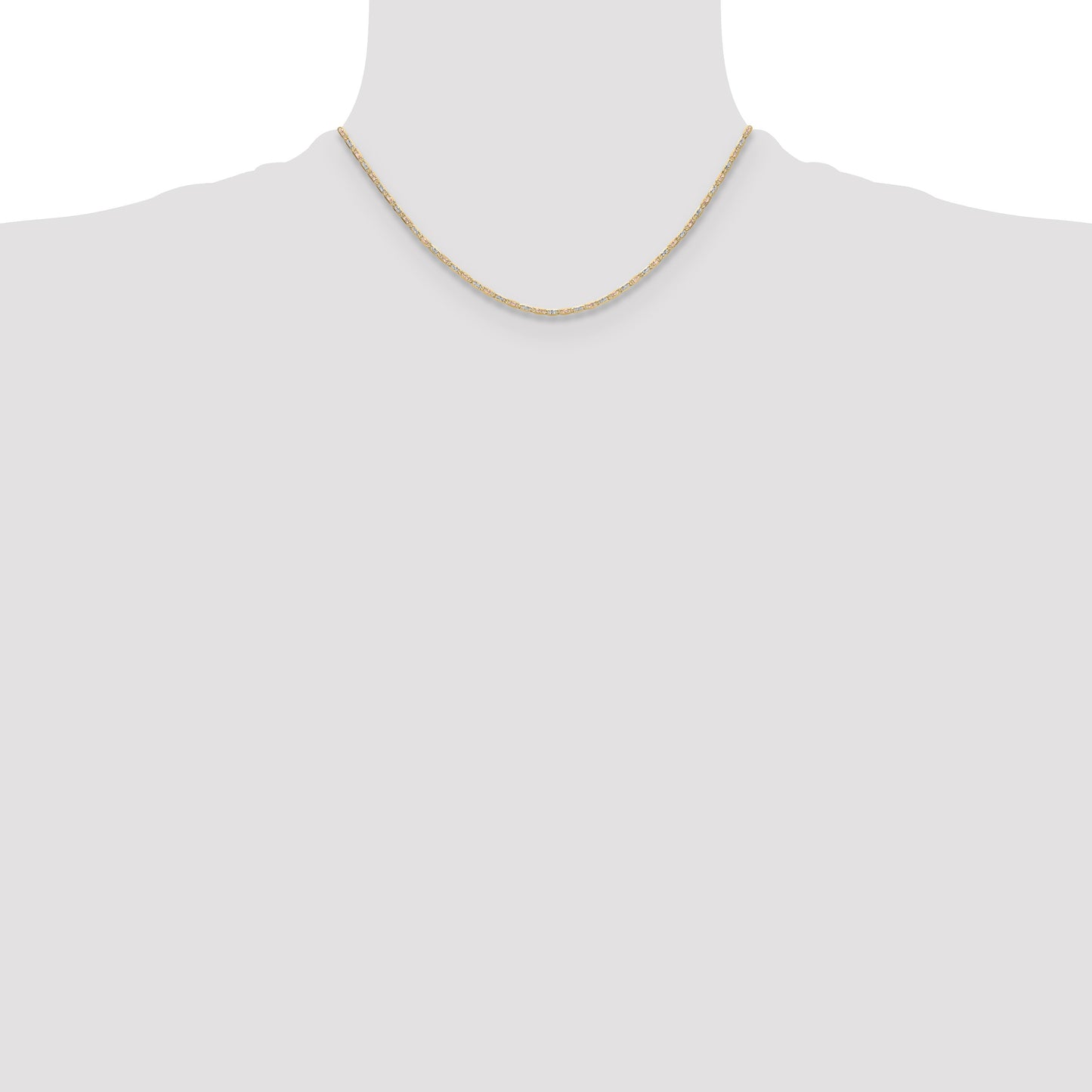 14k 2.0mm Tri-color Gold Pav� Valentino Chain