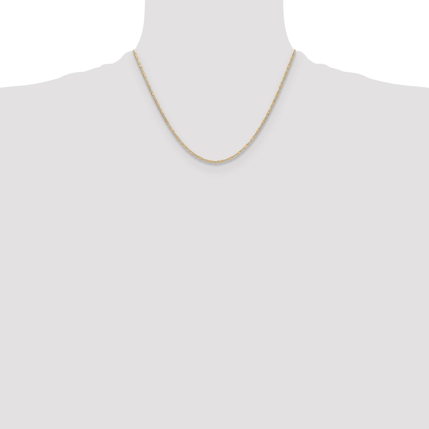 14k 2.0mm Tri-color Gold Pav� Valentino Chain