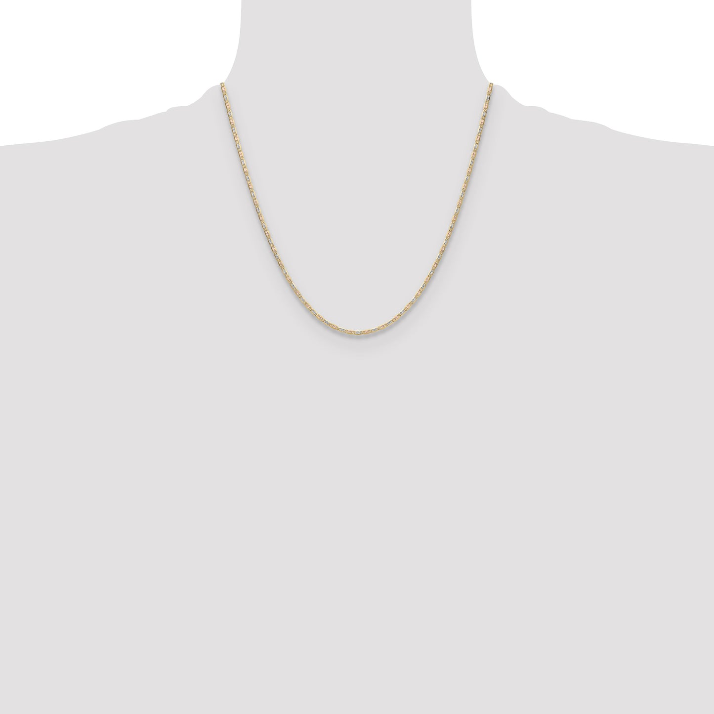 14k 2.0mm Tri-color Gold Pav� Valentino Chain