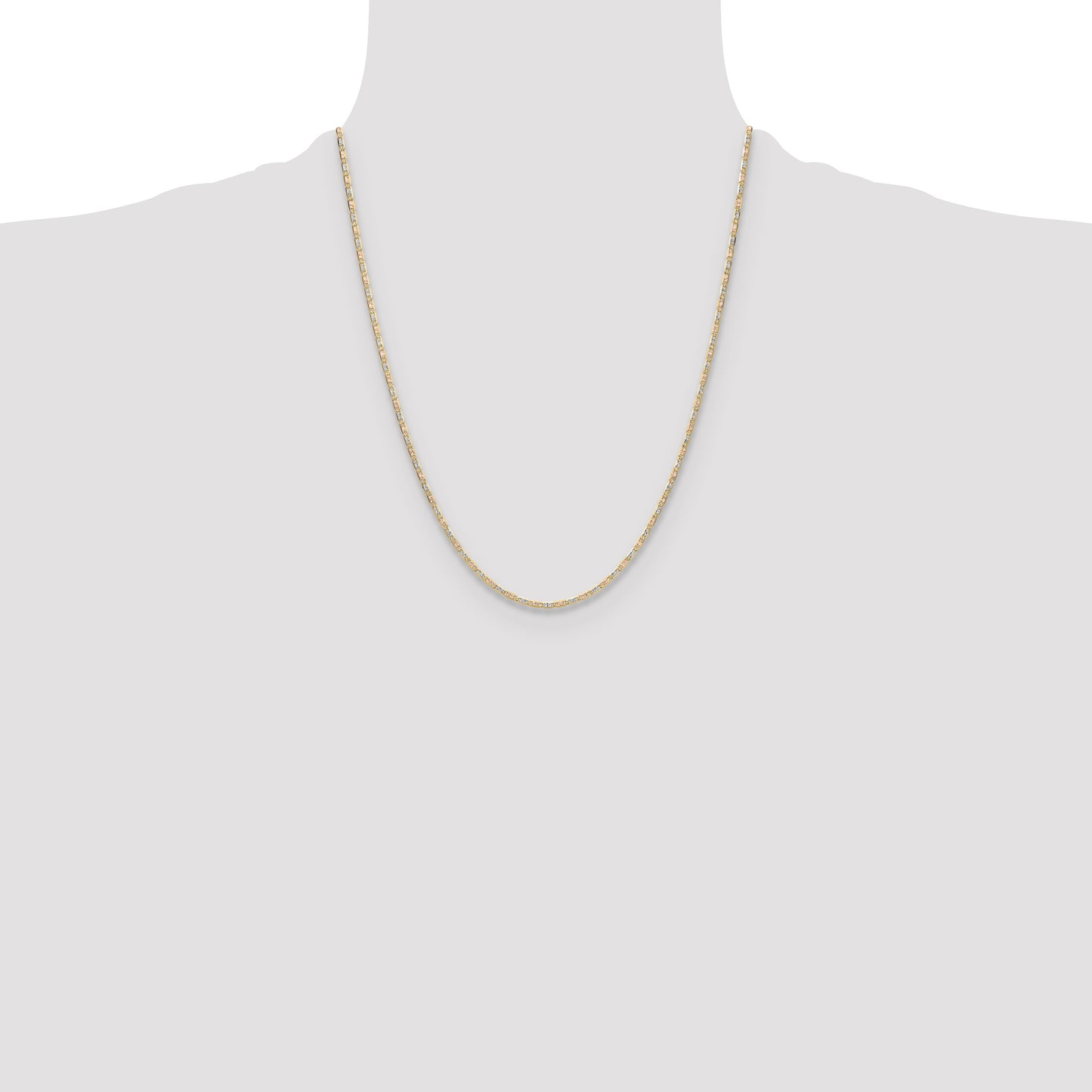 14k 2.0mm Tri-color Gold Pav� Valentino Chain