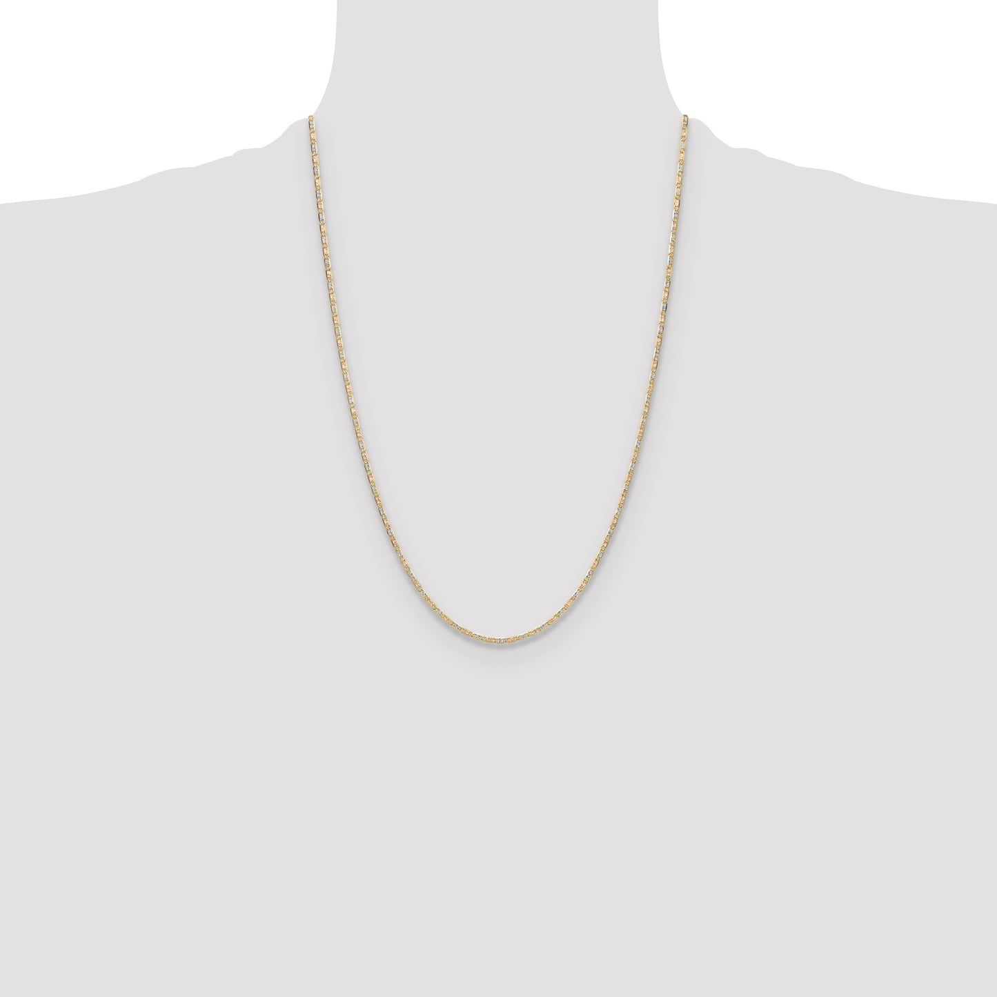 14k 2.0mm Tri-color Gold Pav� Valentino Chain