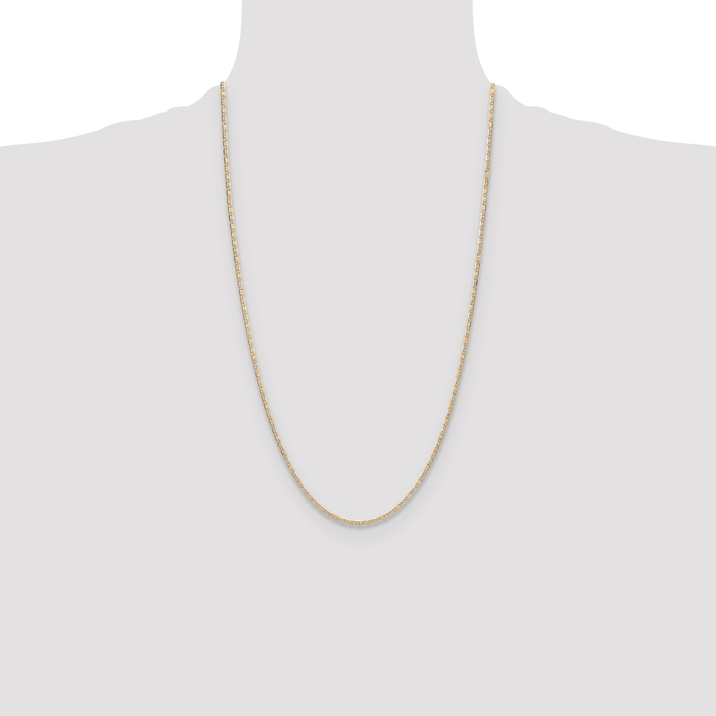 14k 2.0mm Tri-color Gold Pav� Valentino Chain