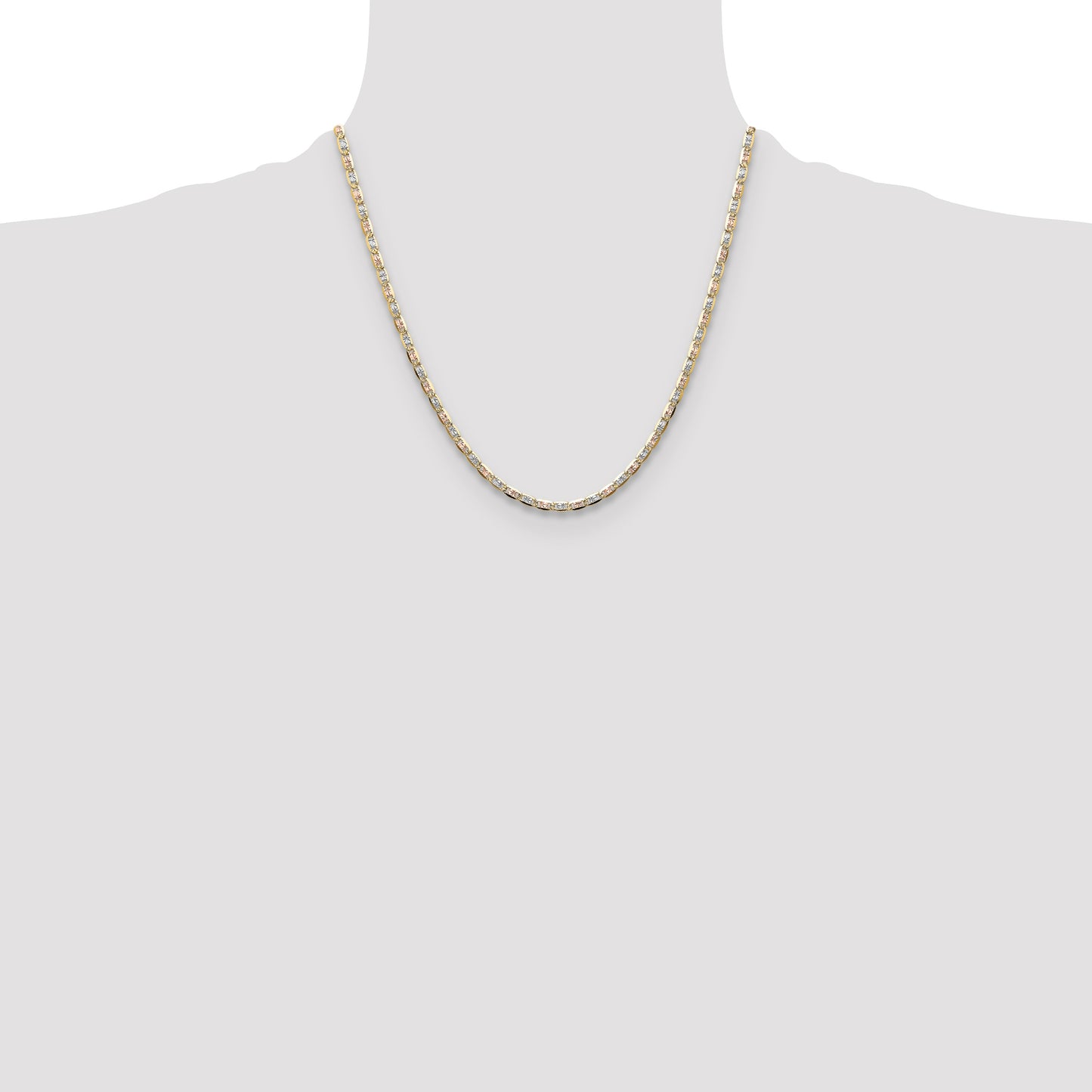 14k 3.2mm Tri-color Gold Pav� Valentino Chain