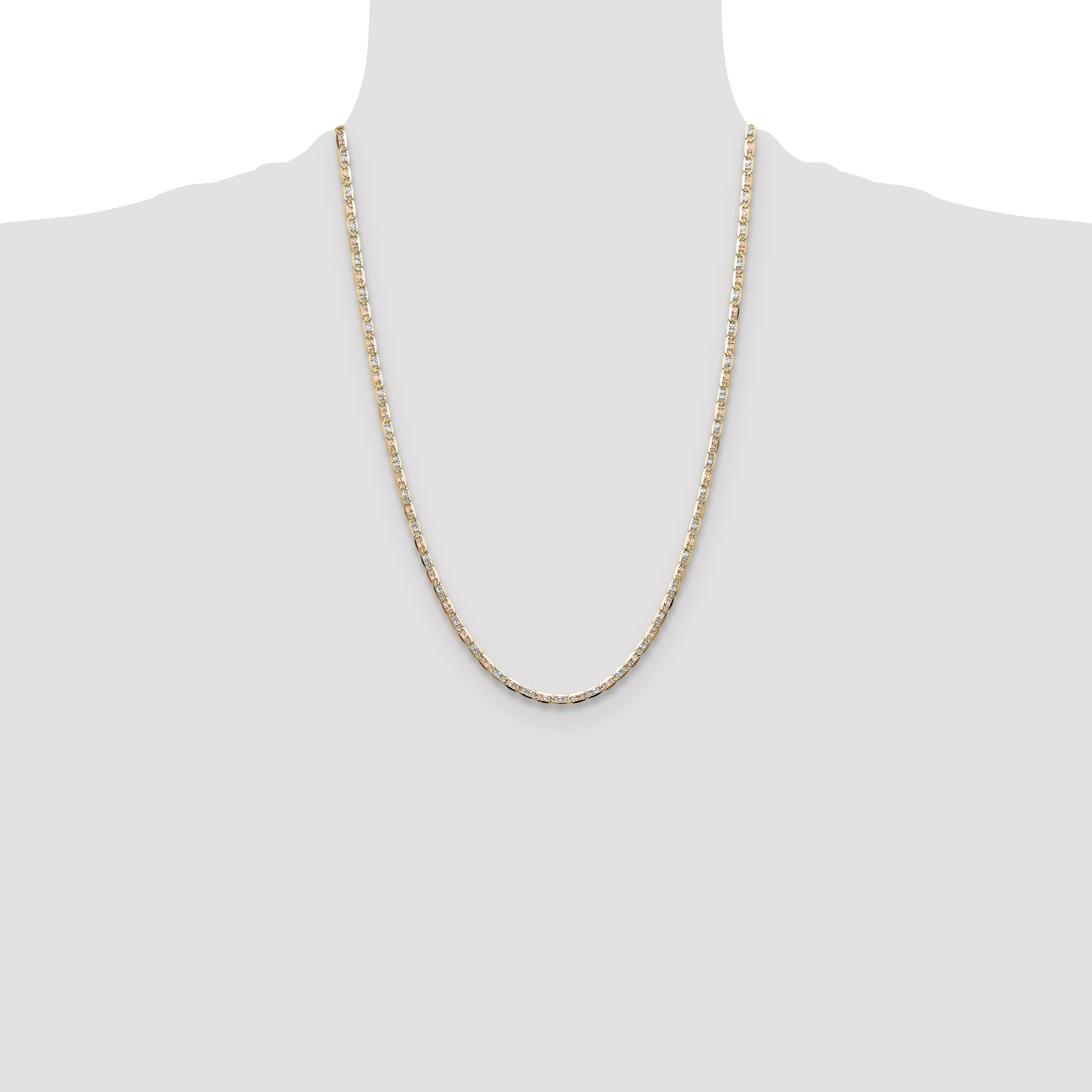 14k 3.2mm Tri-color Gold Pav� Valentino Chain