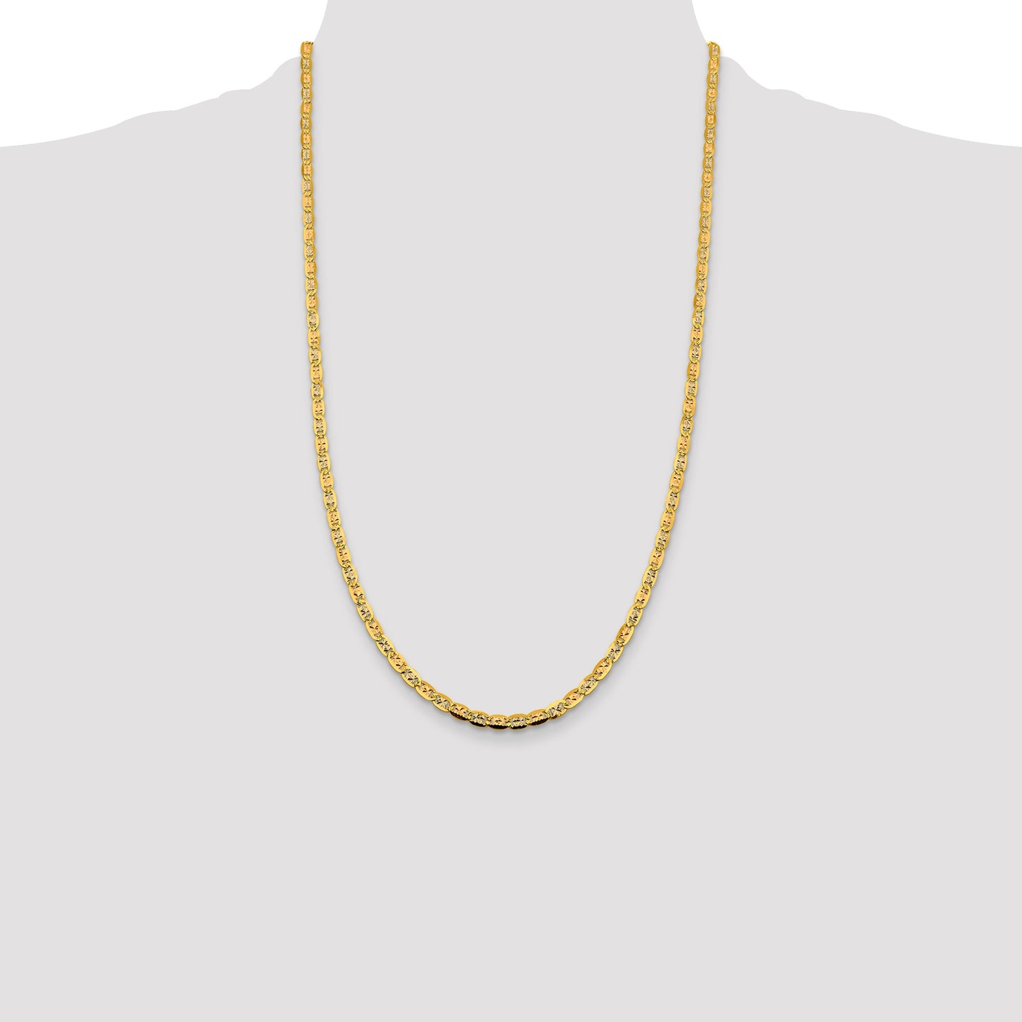 14K 26 inch 3.8mm Tri-color Pav� Valentino with Lobster Clasp Chain