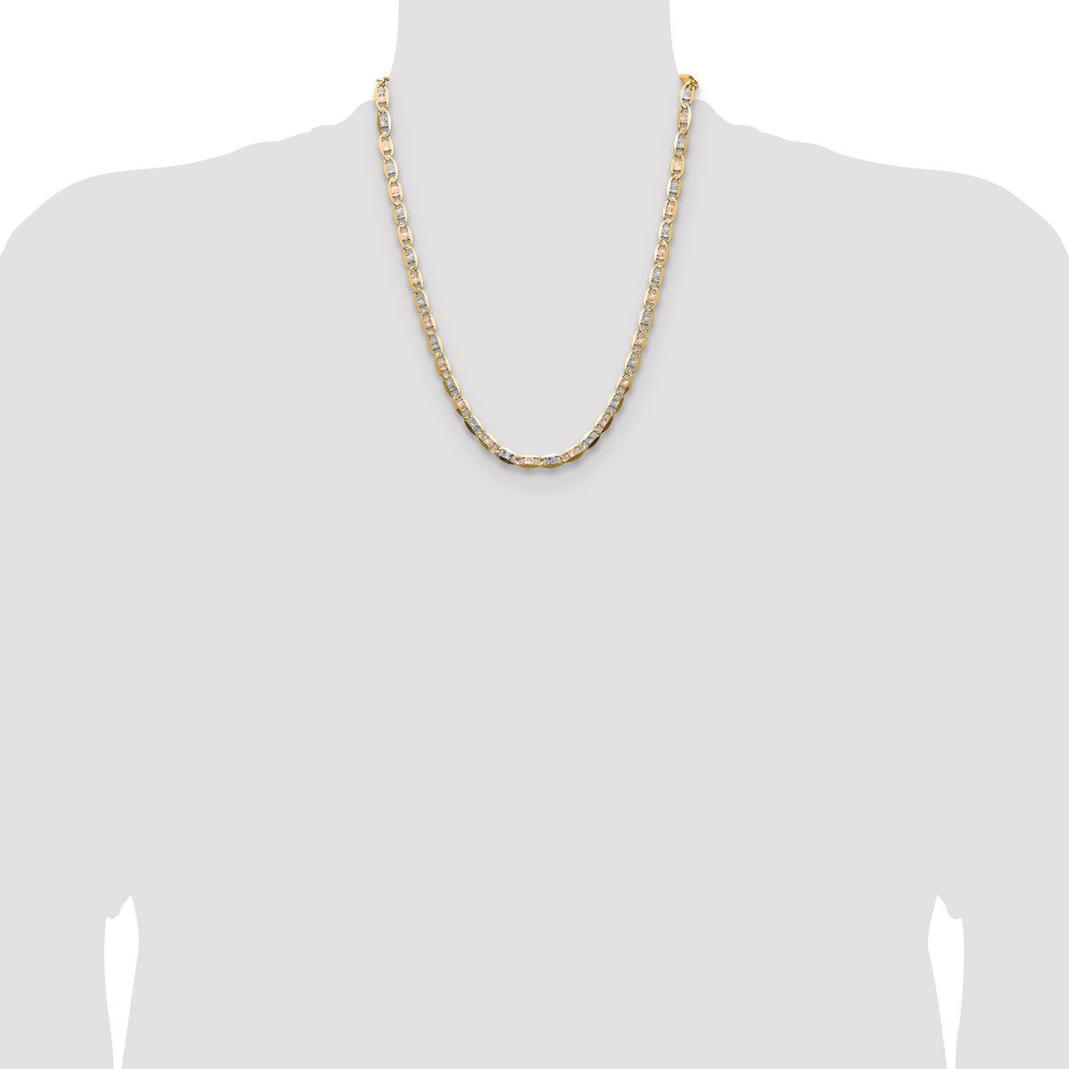 14k 6.1mm Tri-color Gold Pav� Valentino Chain