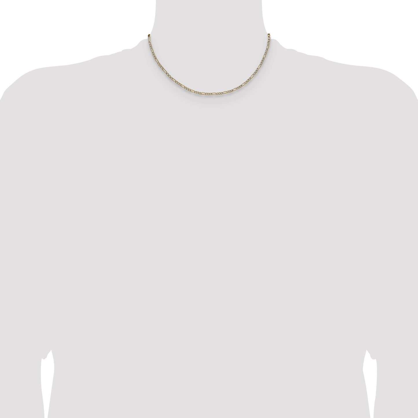 14k 2.3mm Semi-solid with Rhodium Pav� Figaro Chain