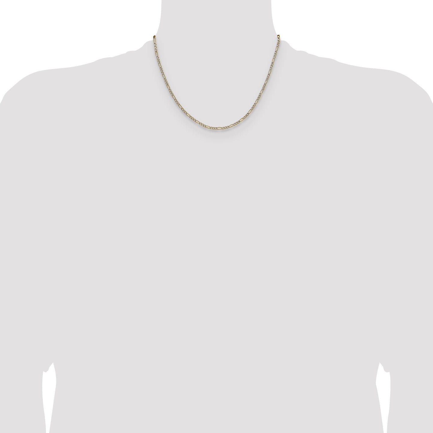 14k 2.3mm Semi-solid with Rhodium Pav� Figaro Chain