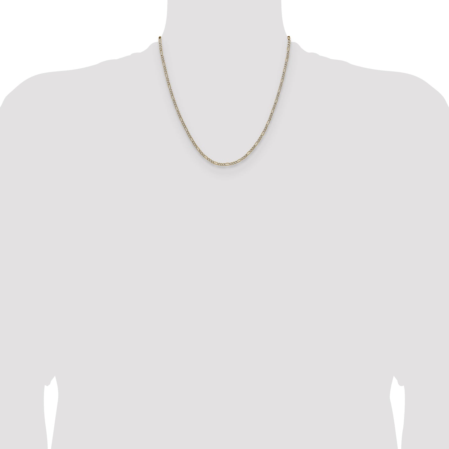 14k 2.3mm Semi-solid with Rhodium Pav� Figaro Chain