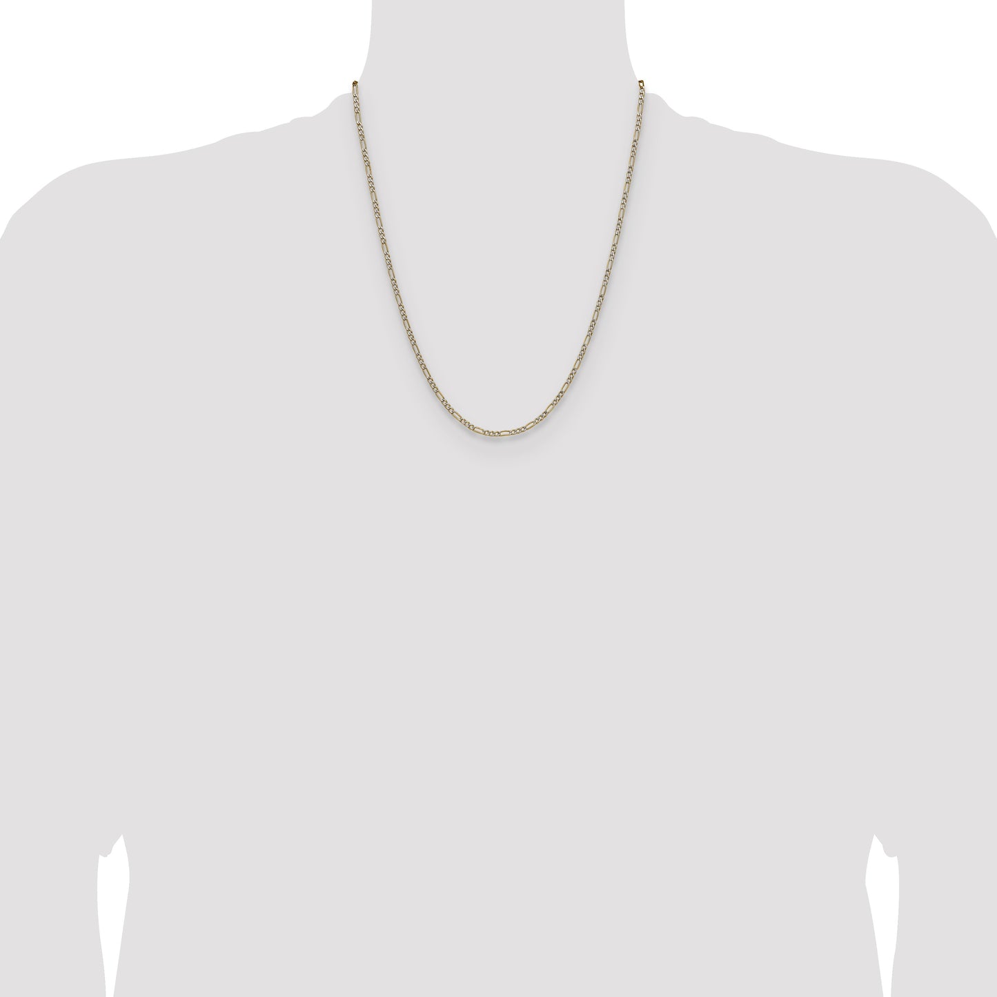 14k 2.3mm Semi-solid with Rhodium Pav� Figaro Chain