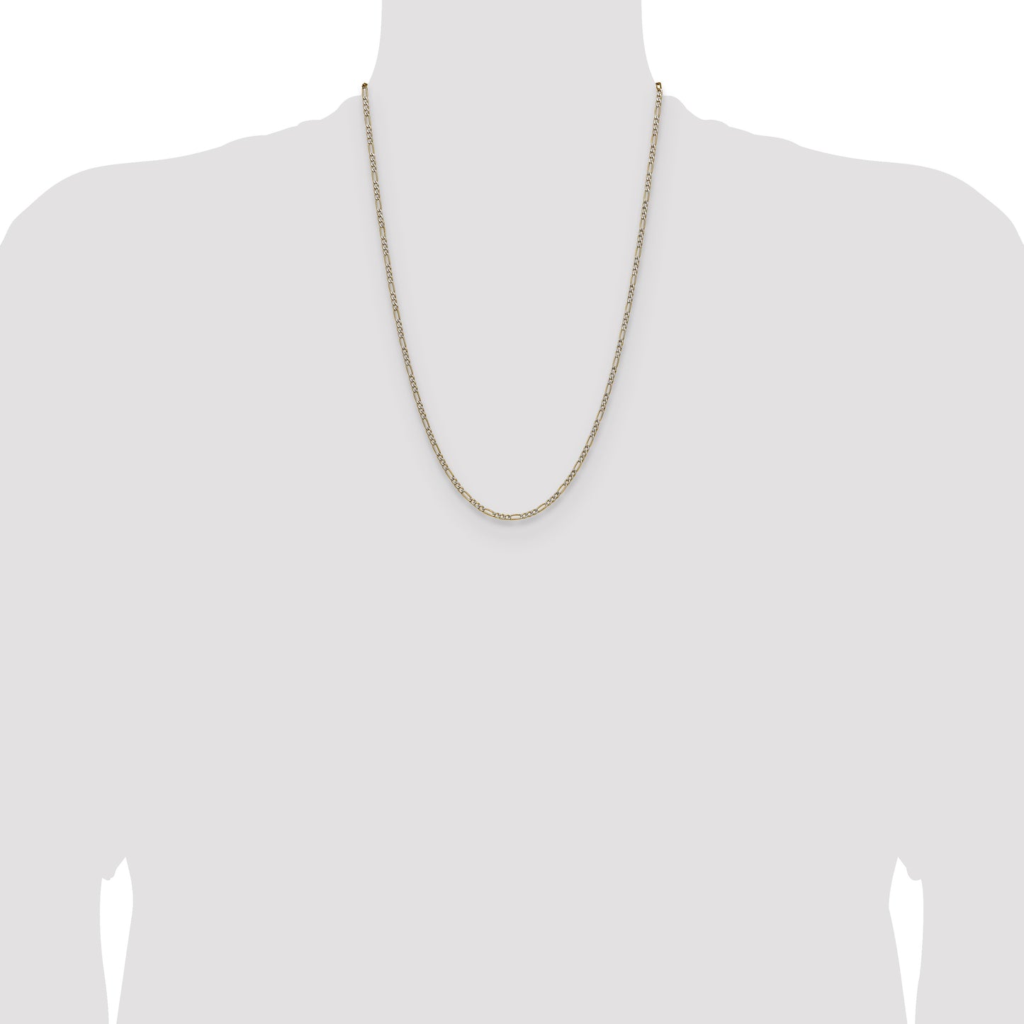14k 2.3mm Semi-solid with Rhodium Pav� Figaro Chain