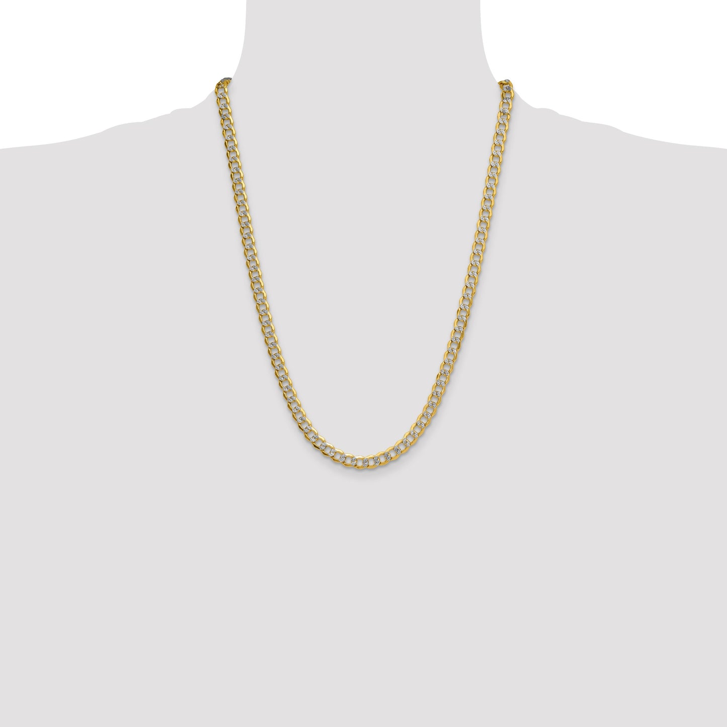 14k 7.1mm Semi-solid with Rhodium Pav� Curb Chain