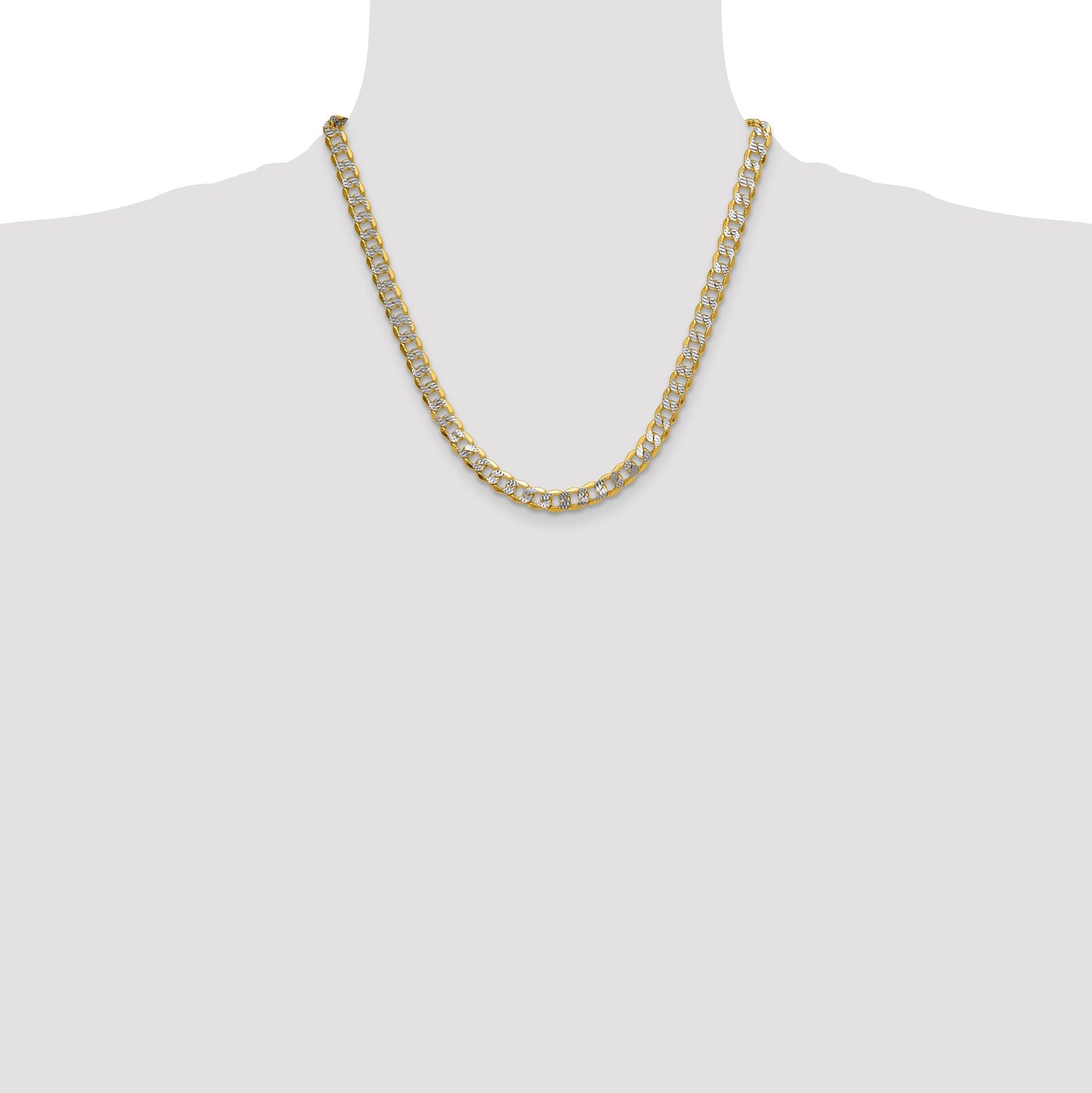 14k 7.75mm Semi-solid with Rhodium Pav� Curb Chain