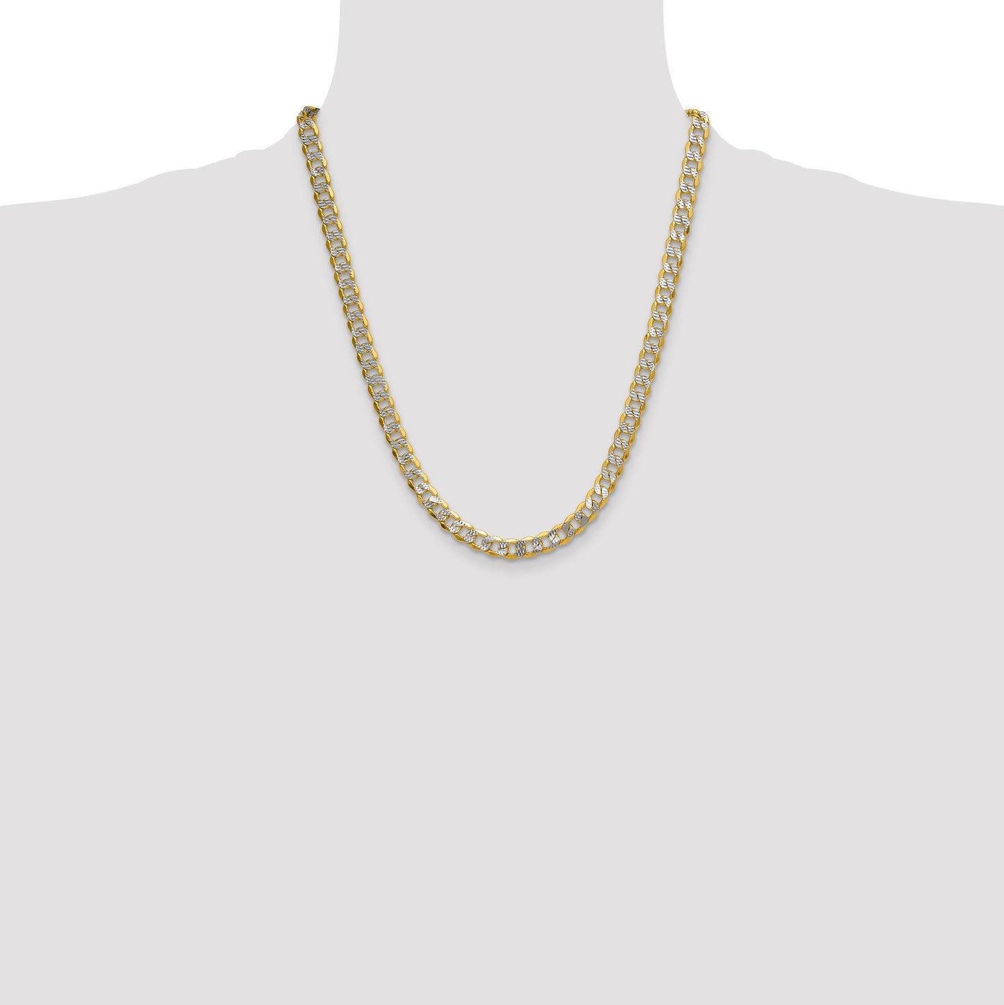 14k 7.75mm Semi-solid with Rhodium Pav� Curb Chain