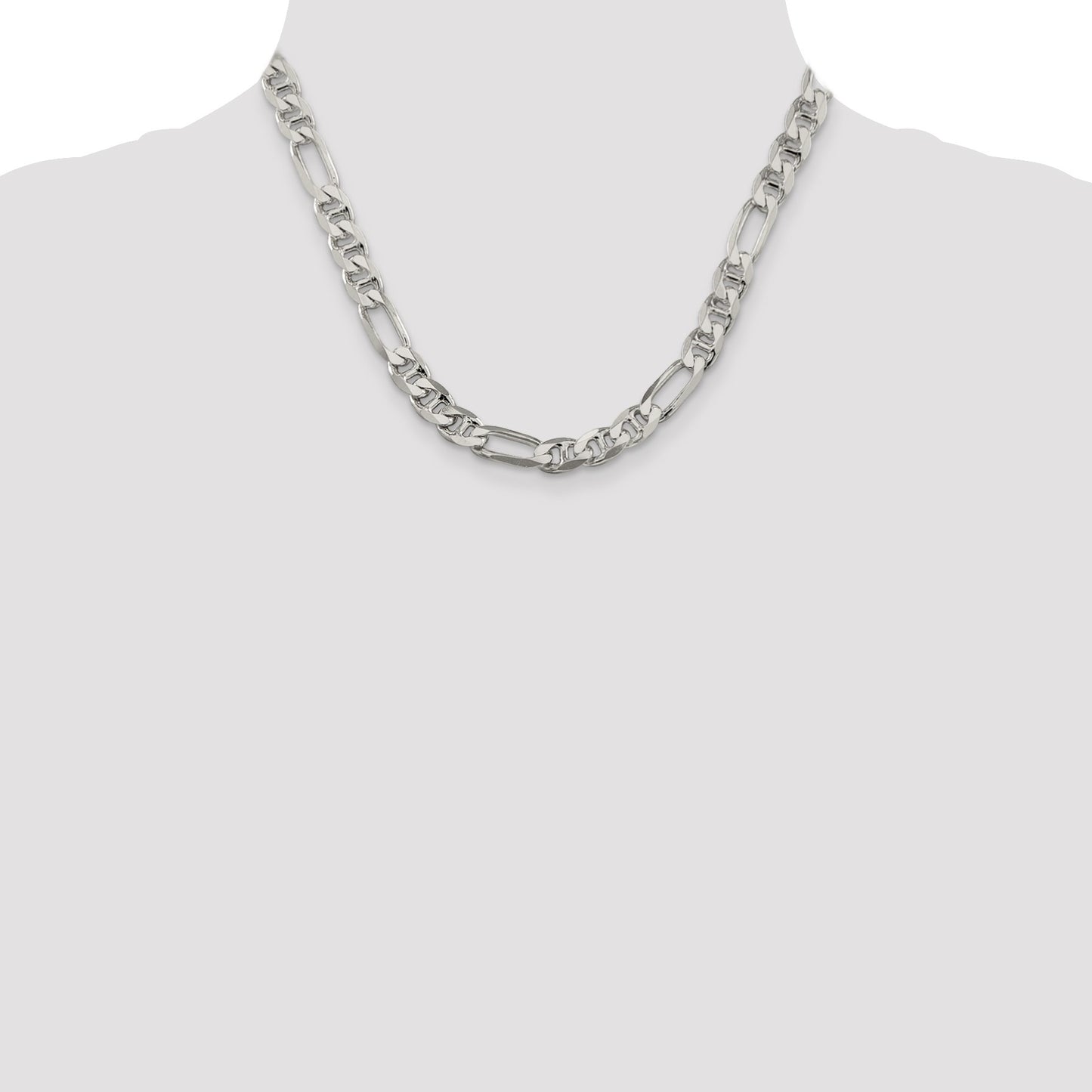 Sterling Silver 8.25mm Figaro Anchor Chain