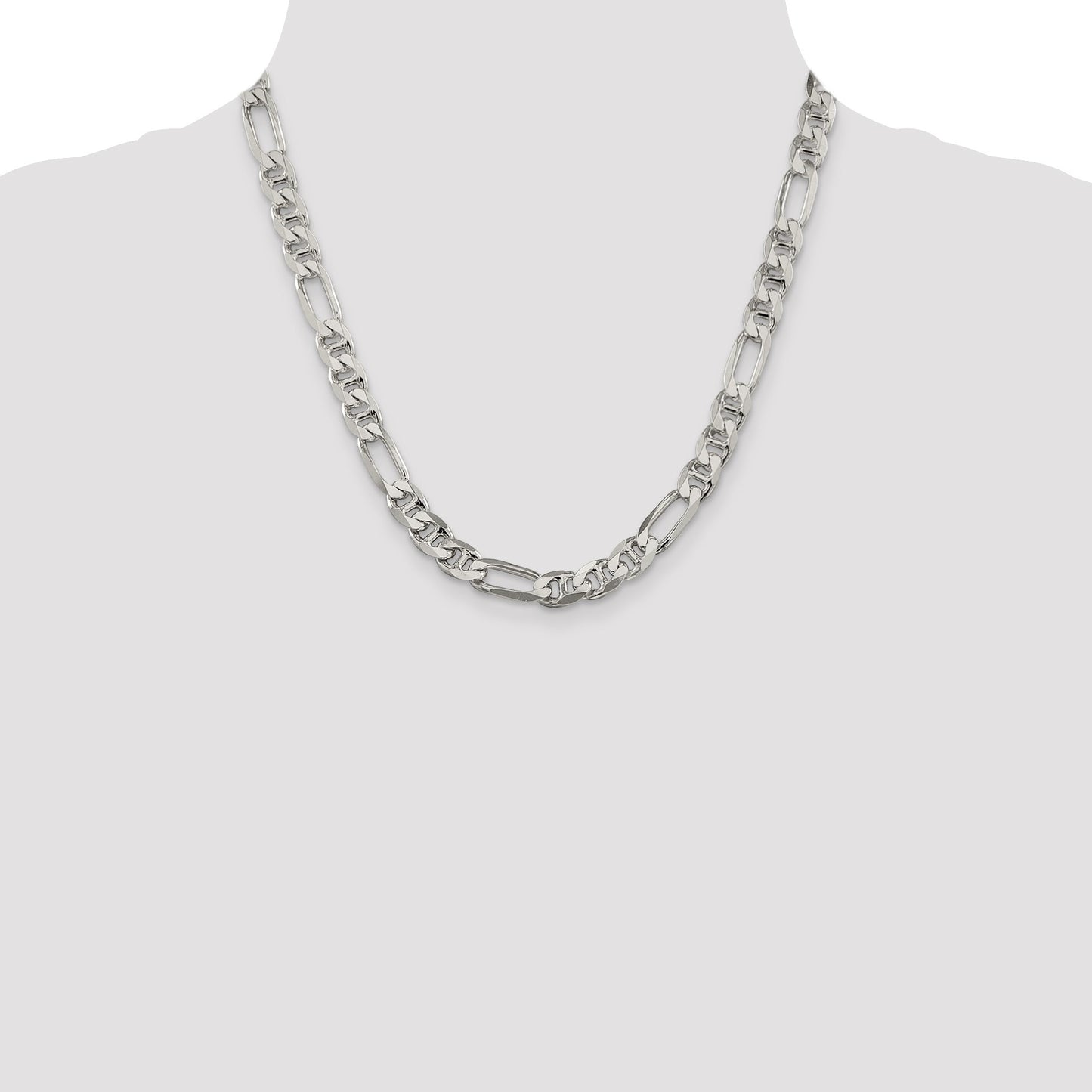 Sterling Silver 8.25mm Figaro Anchor Chain
