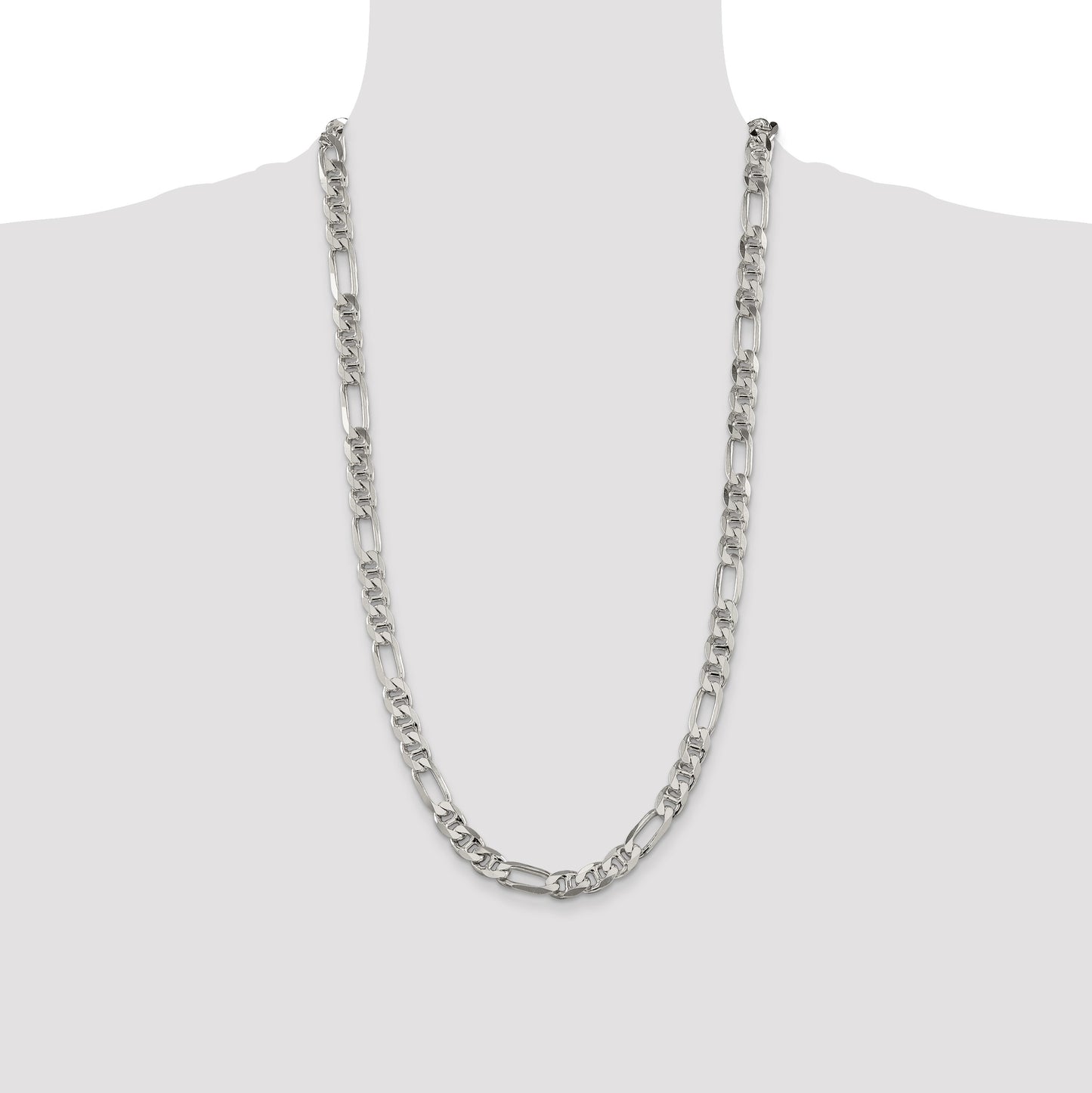 Sterling Silver 8.25mm Figaro Anchor Chain