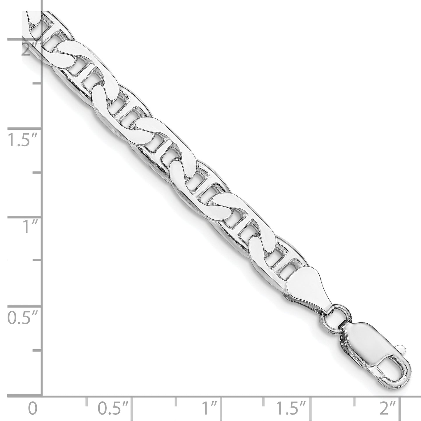 Sterling Silver Rhodium-plated 6.5mm Flat Anchor Chain