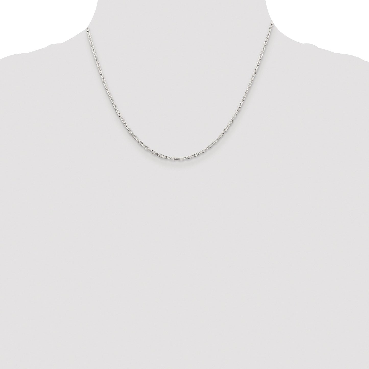 Sterling Silver Rhodium-plated 2.2mm Diamond-cut Long Link Cable Chain