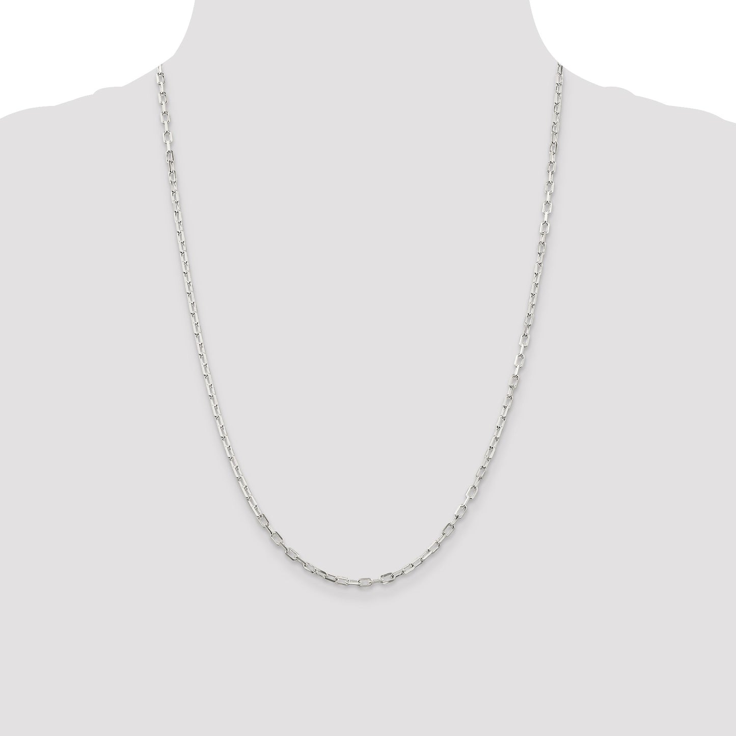 Sterling Silver 2.9mm Diamond-cut Long Link Cable Chain