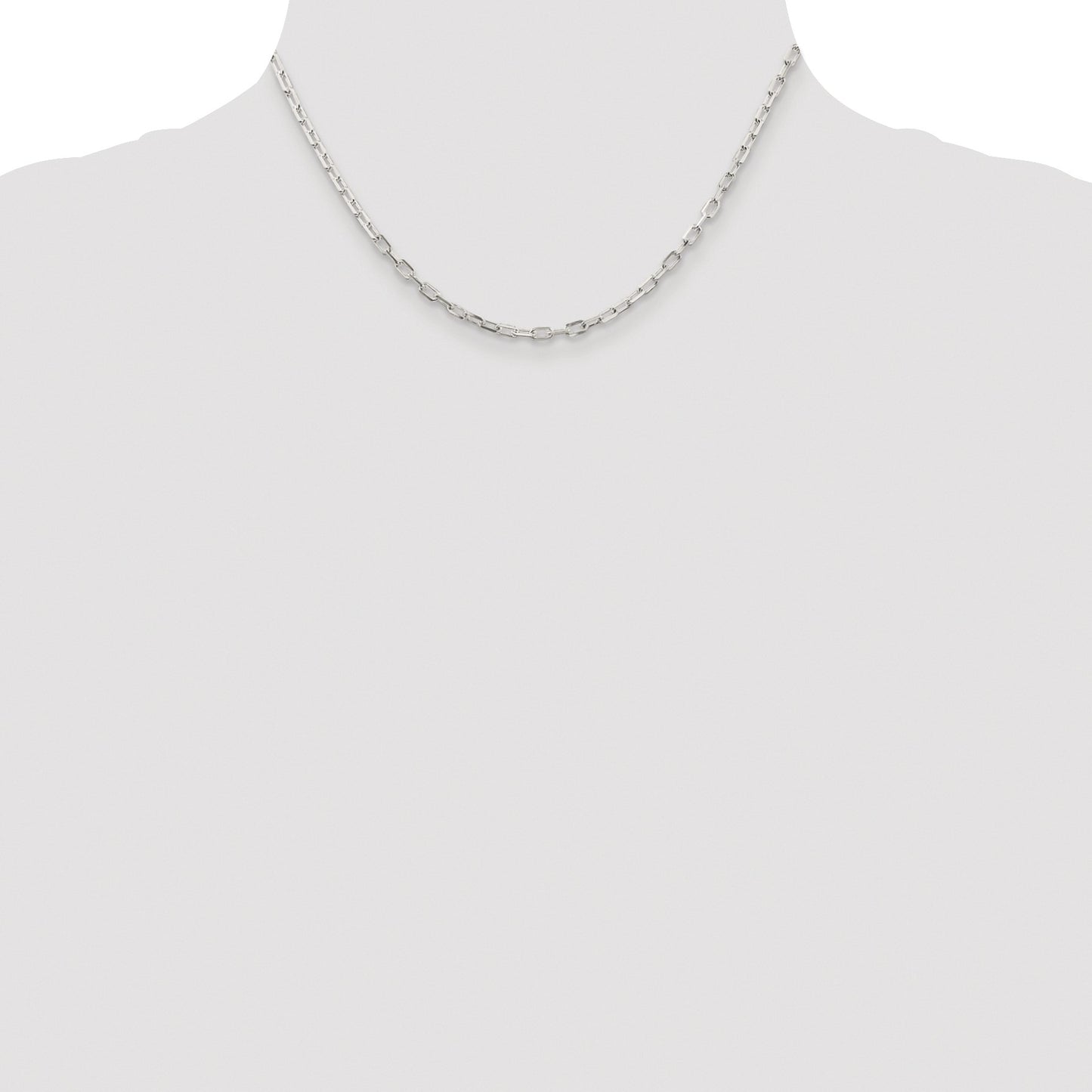 Sterling Silver Rhodium-plated 2.9mm Diamond-cut Long Link Cable Chain