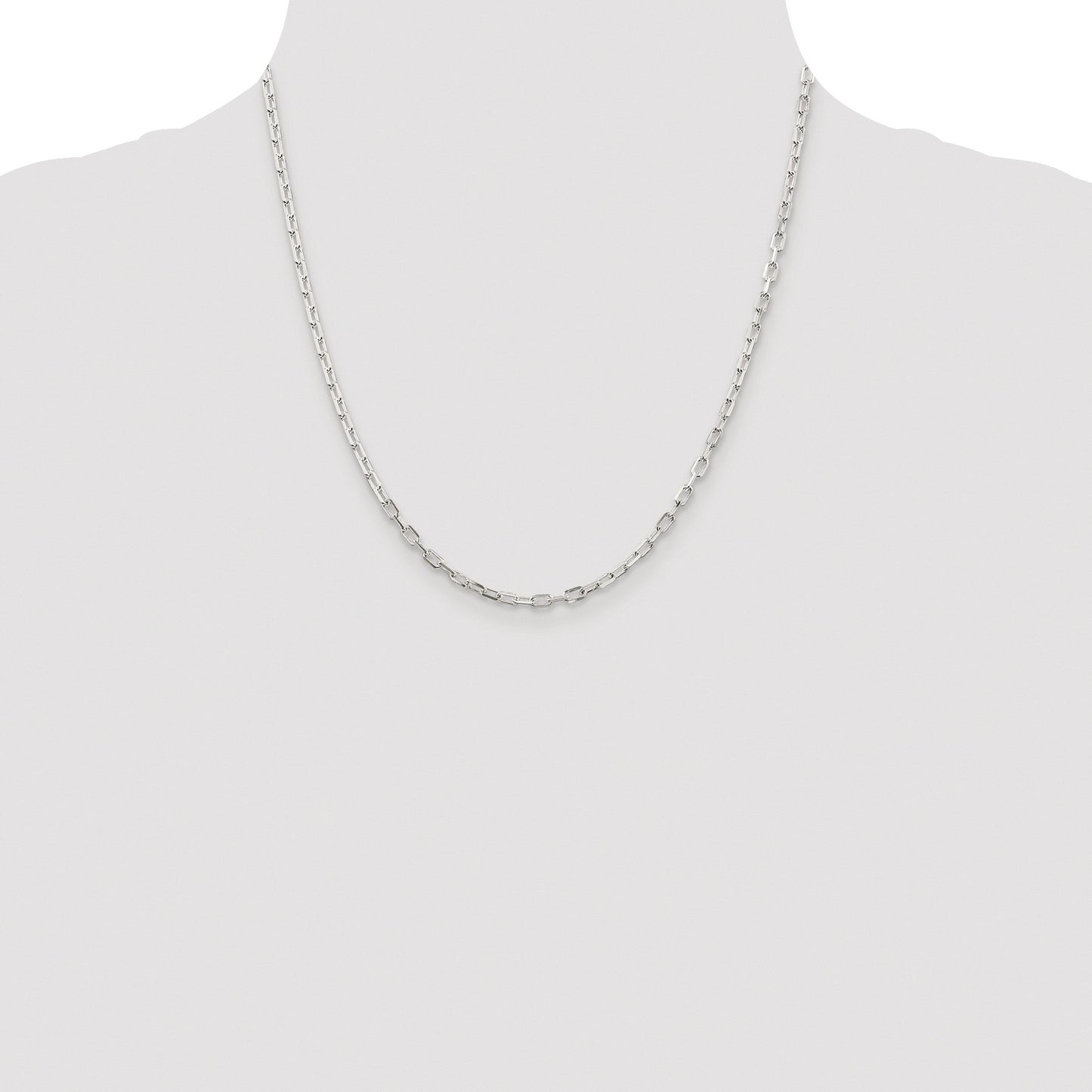 Sterling Silver Rhodium-plated 2.9mm Diamond-cut Long Link Cable Chain