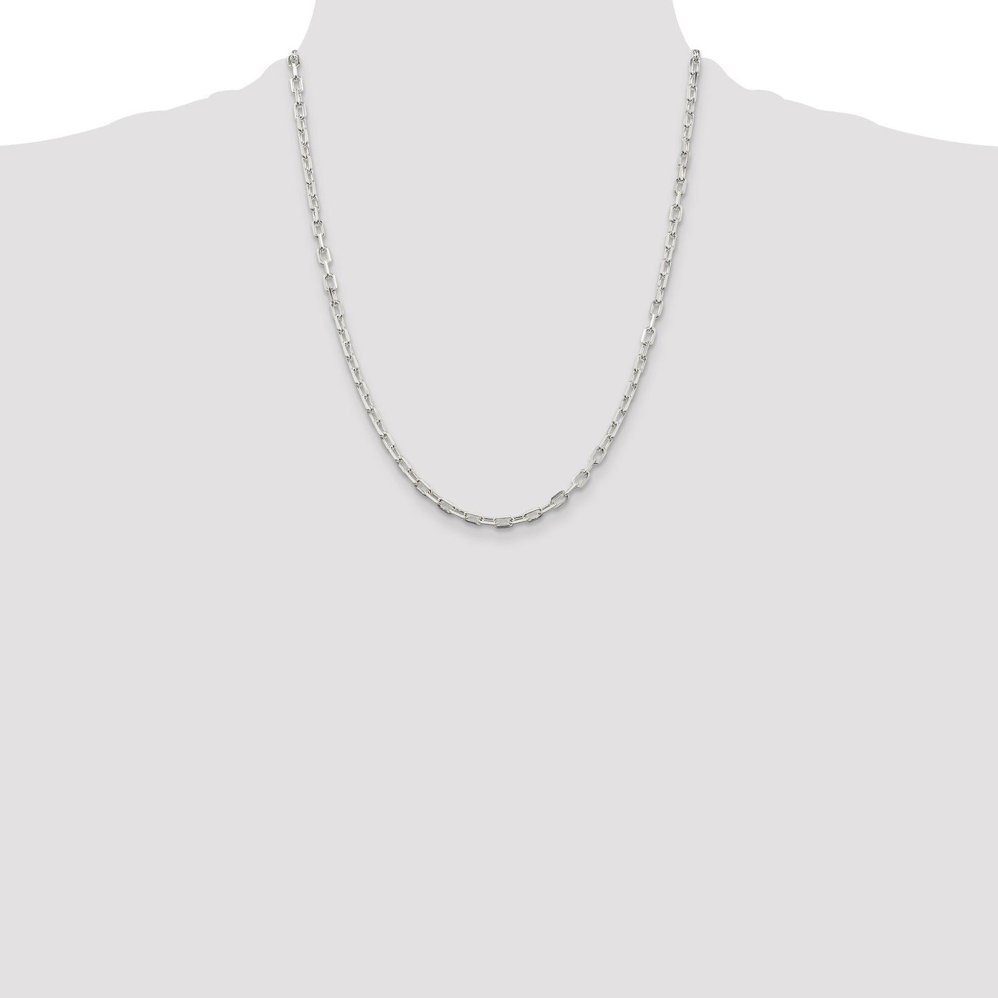 Sterling Silver 3.75mm Diamond-cut Long Link Cable Chain