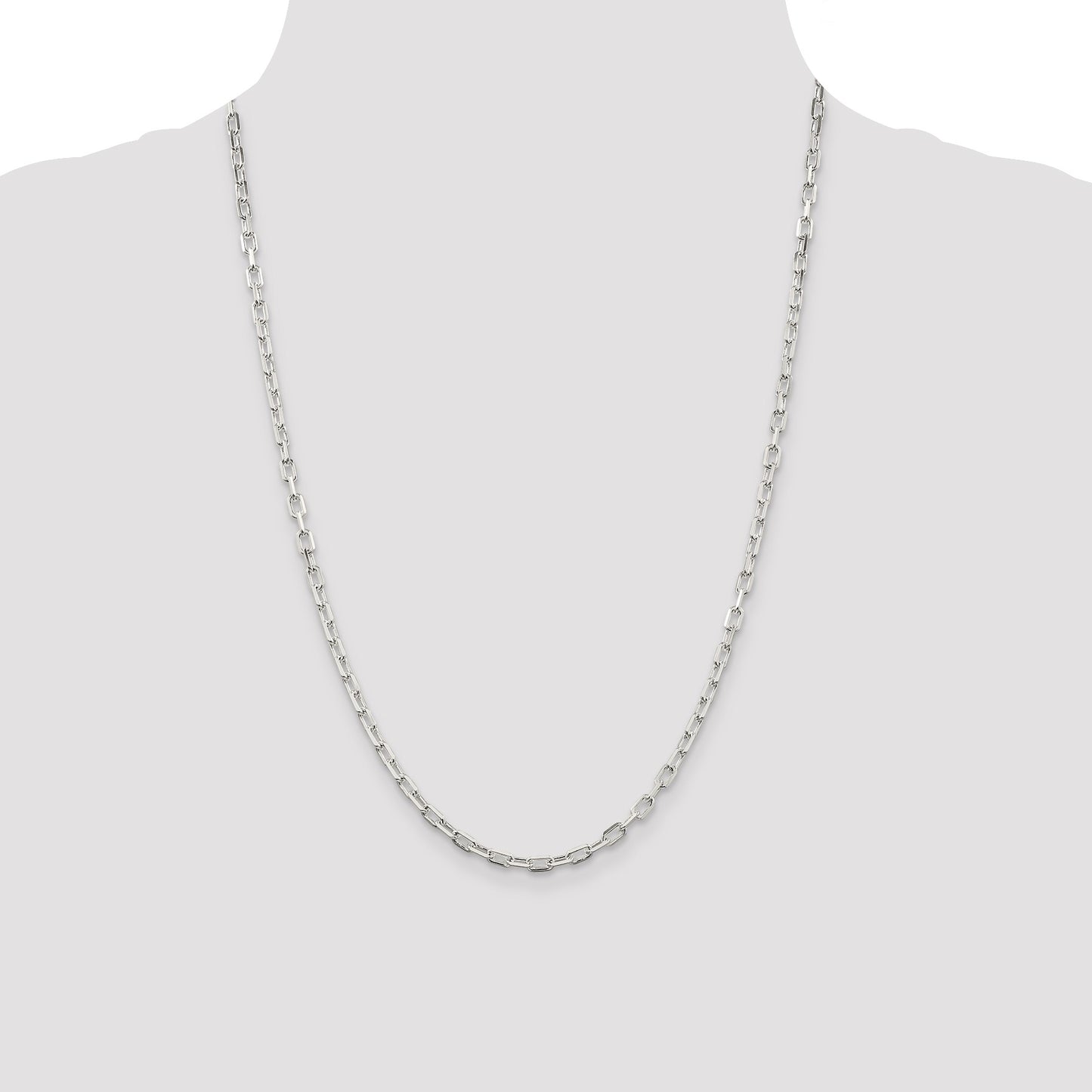Sterling Silver 3.75mm Diamond-cut Long Link Cable Chain