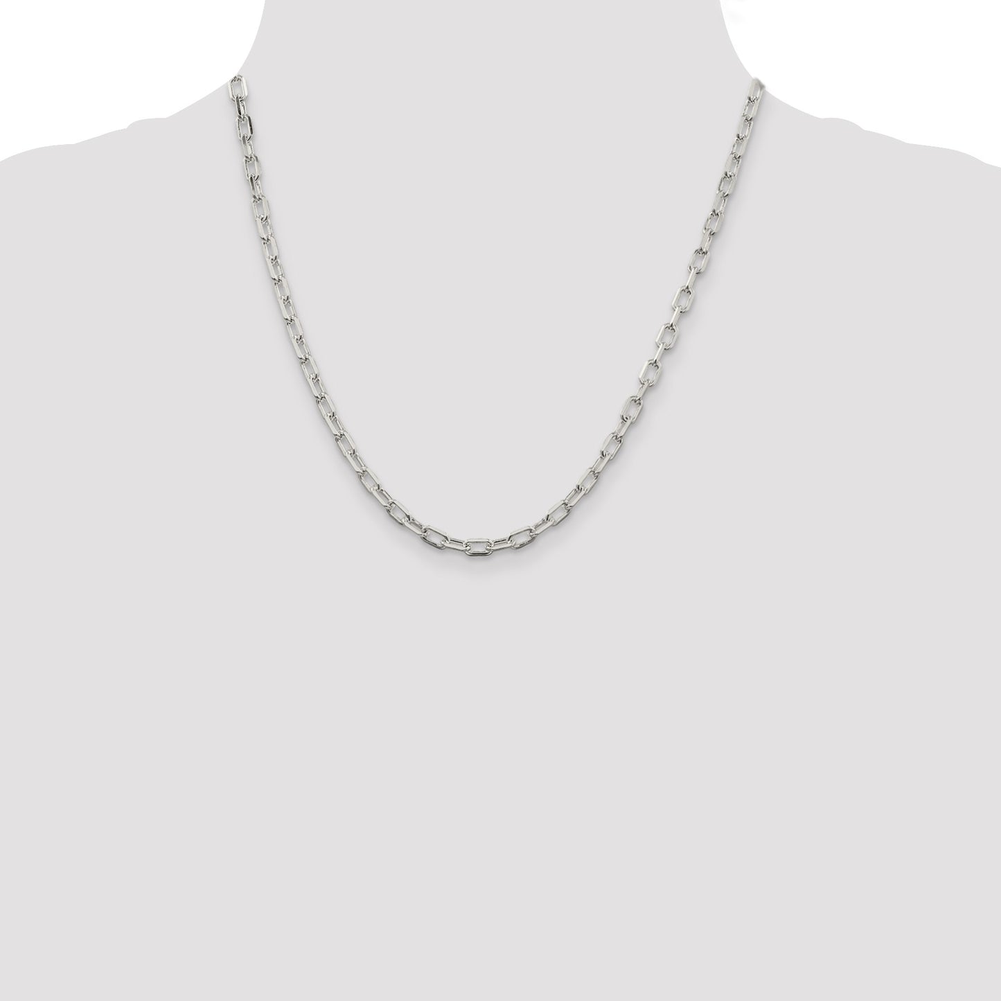 Sterling Silver 4.5mm Diamond-cut Long Link Cable Chain
